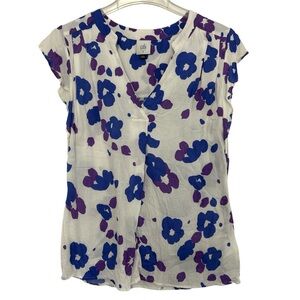 CAbi Top with Blue and Purple Floral Design